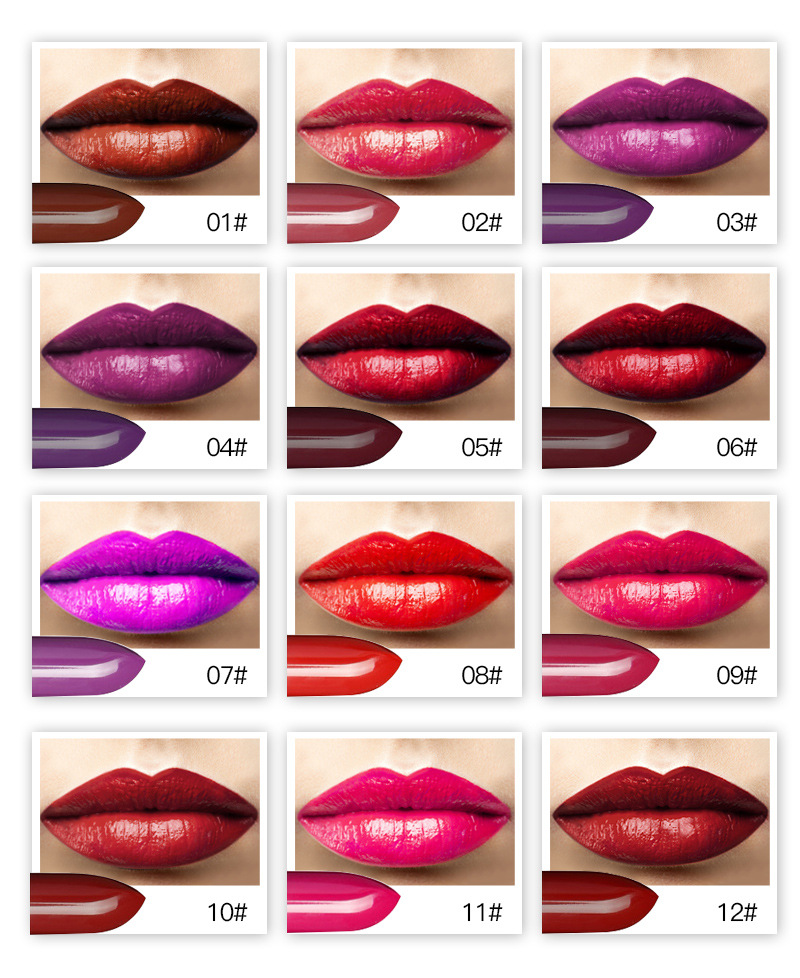 qibest 12色哑光吸血鬼葡萄紫口红