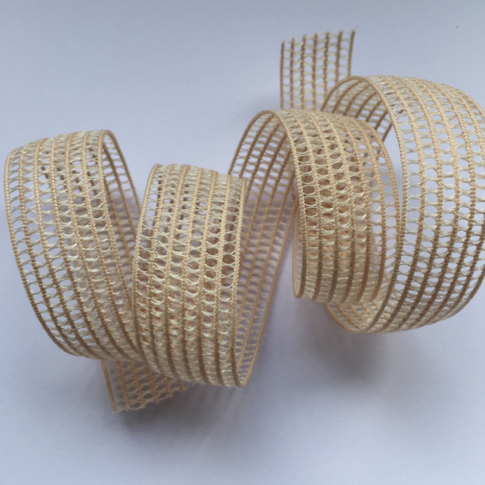 织带厂批发专业订织环保锦纶光丝网孔弹力钩编针织松紧带