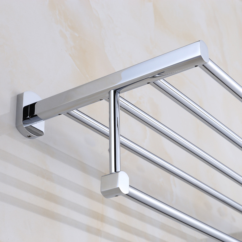 全铜浴室多功能毛巾架 多杆浴巾架 毛巾挂杆浴室五金挂件置物架