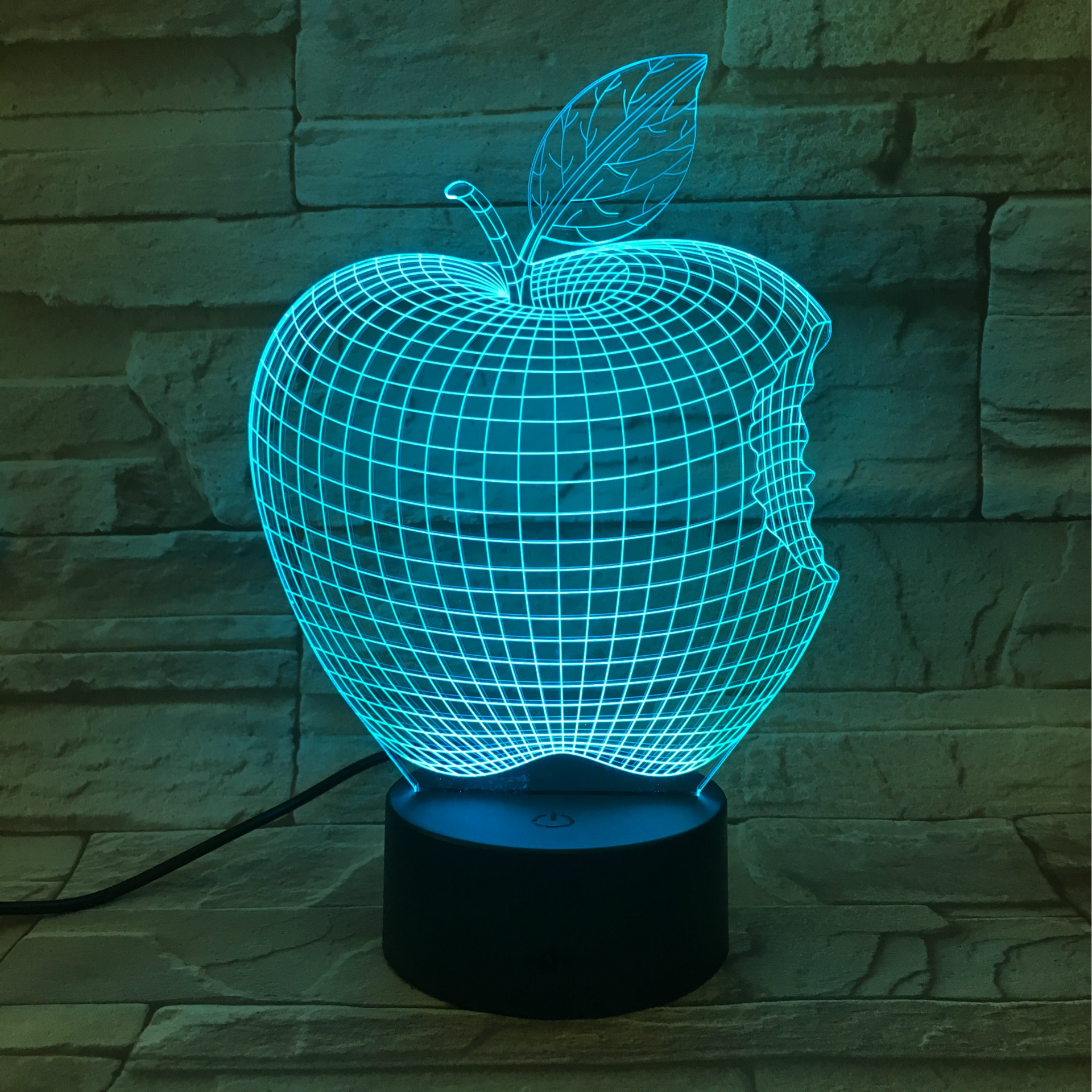 可爱小苹果七彩3d视觉灯 led亚克力立体灯 触摸开关夜灯装饰台灯