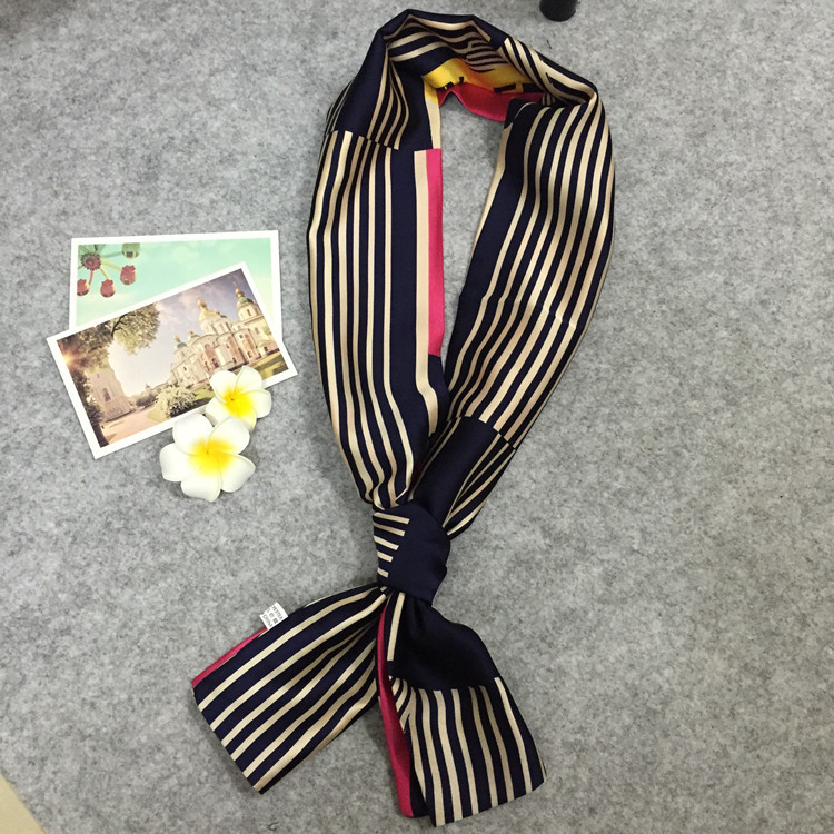 韩国版细窄丝巾女春夏秋纯色雪纺超长领巾腰