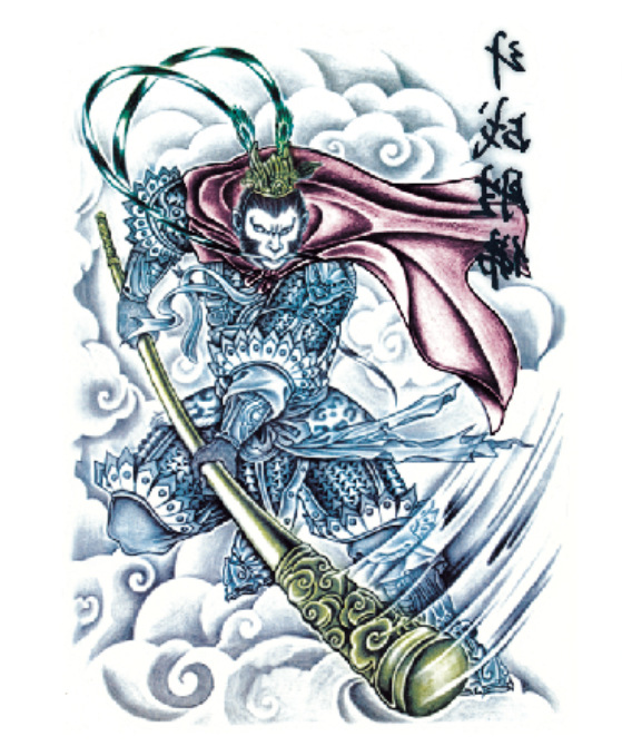 厂家定做现货批发斗战胜佛环保进口持久速转纹身贴水转移纹身贴纸