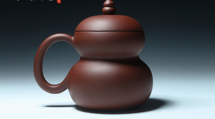 孝忠 宜兴正品原矿紫砂盖杯紫砂杯全手工制作葫芦盖杯茶杯办公.