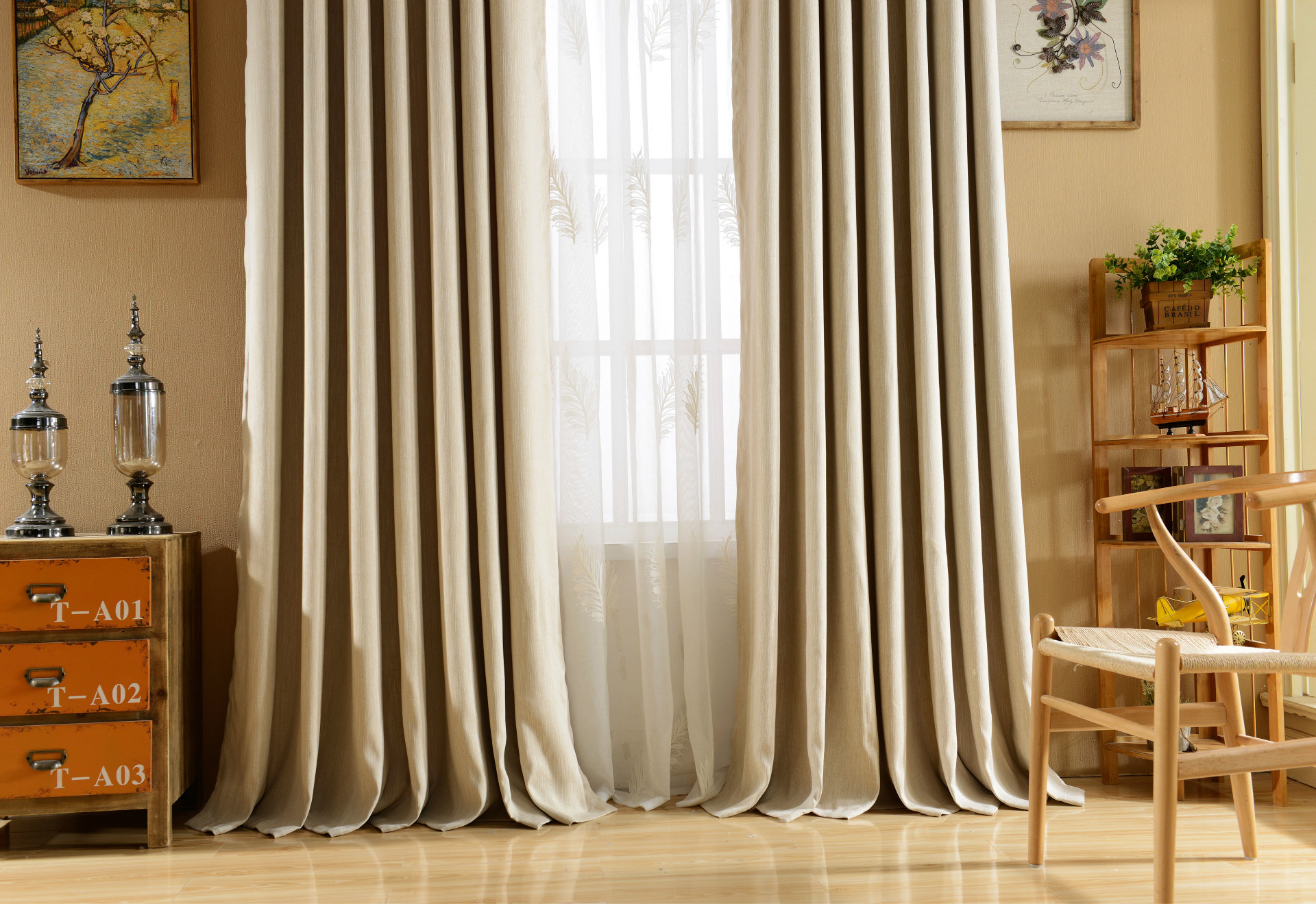 遮光窗帘布_2018简约天然棉竹节遮光窗帘布淘宝天猫一件代发厂家直销 