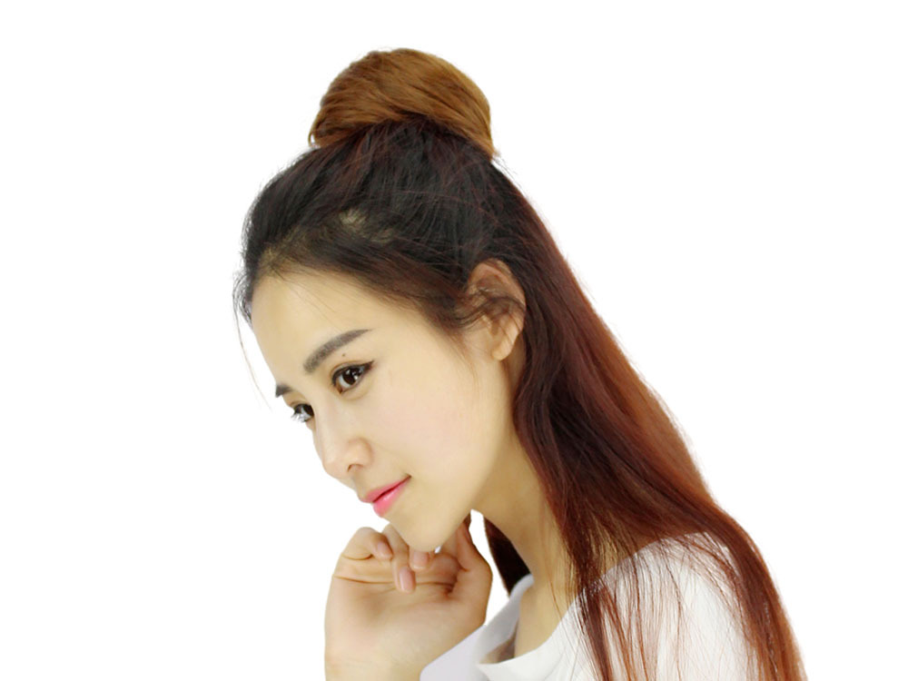 宏发秀 蓬松半丸子头假发 微卷韩式自然小号发包花苞头假发发包