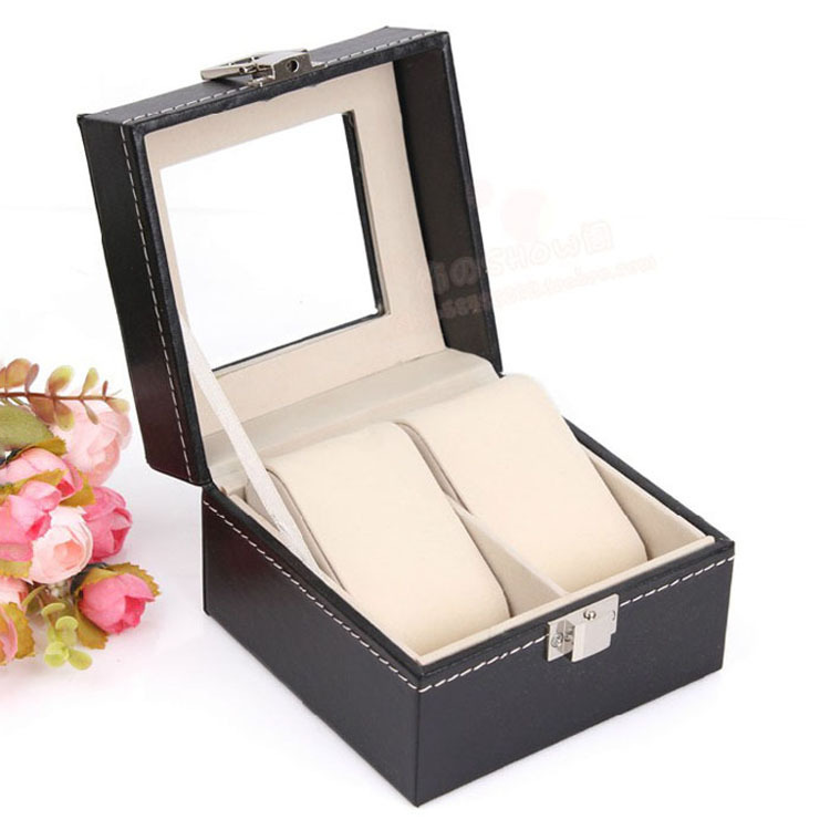 12-Bit Watch Box Wooden Pu Leather Watch Box with Lock Watch Box Display Box Storage Box