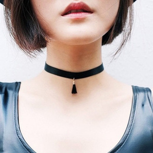 韩版时尚锁骨链饰品原宿短款流苏韩国绒项圈女chocker项链颈链