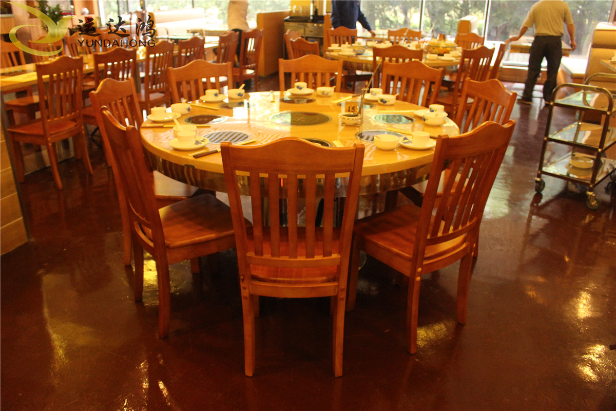 专业定制高档酒店包间电动餐桌 时尚火锅桌餐厅不锈钢圆形火锅桌