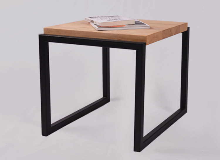 美式乡村创意家居实木茶几 客厅小方桌铁艺电话桌角几边几 可定做-金