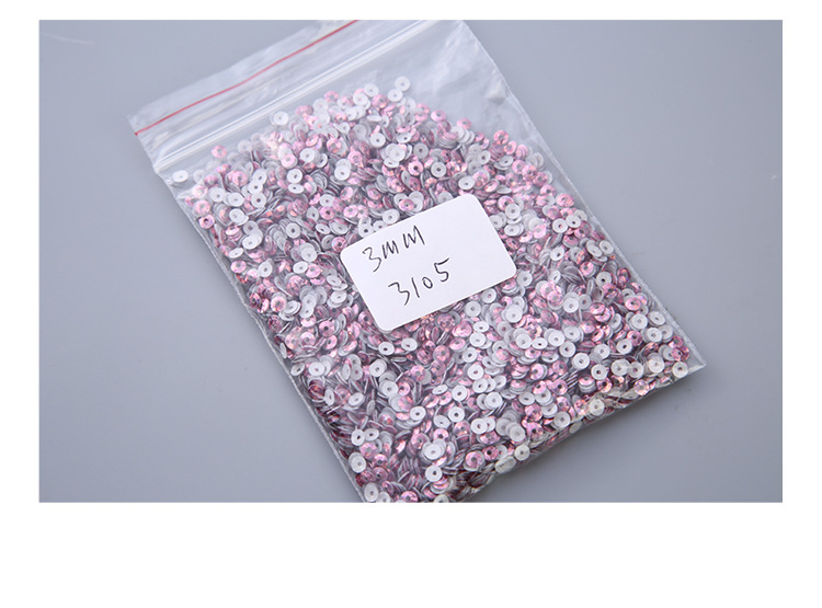 精品定制3mm 3105-镭射粉色烫片亮片 手工自制圆形中孔装饰配件
