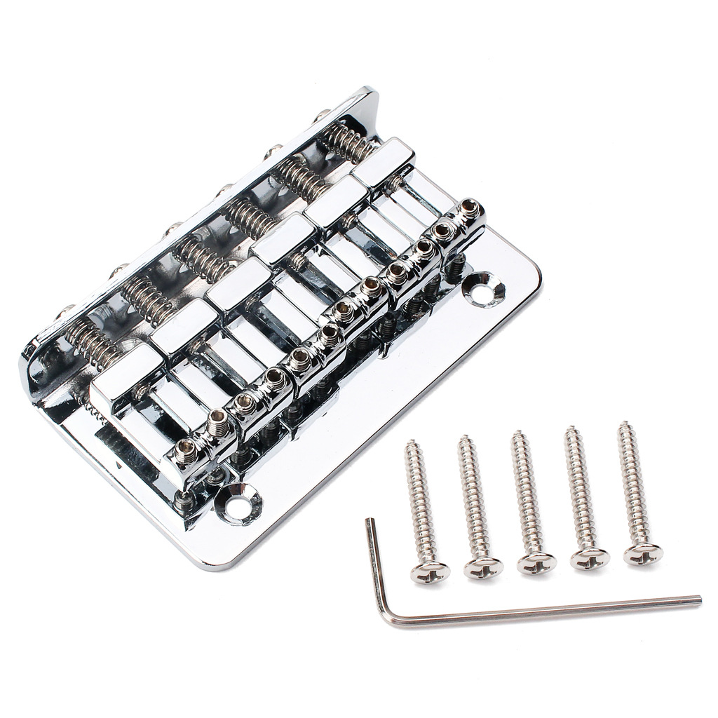 六弦6弦电贝司琴桥 ib电贝斯拉板板 固定琴桥 后挂弦 银色