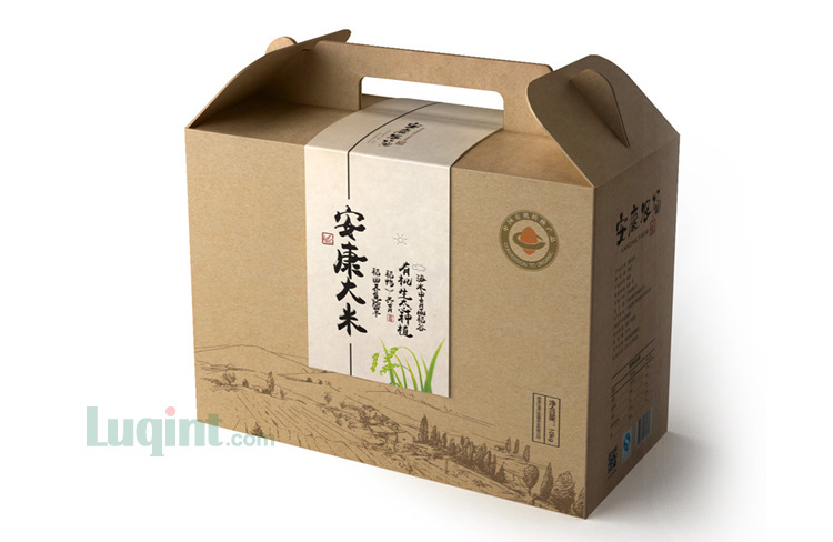 宋康大米手提式包装盒 双扣纸把手手提盒 厂家现货模具