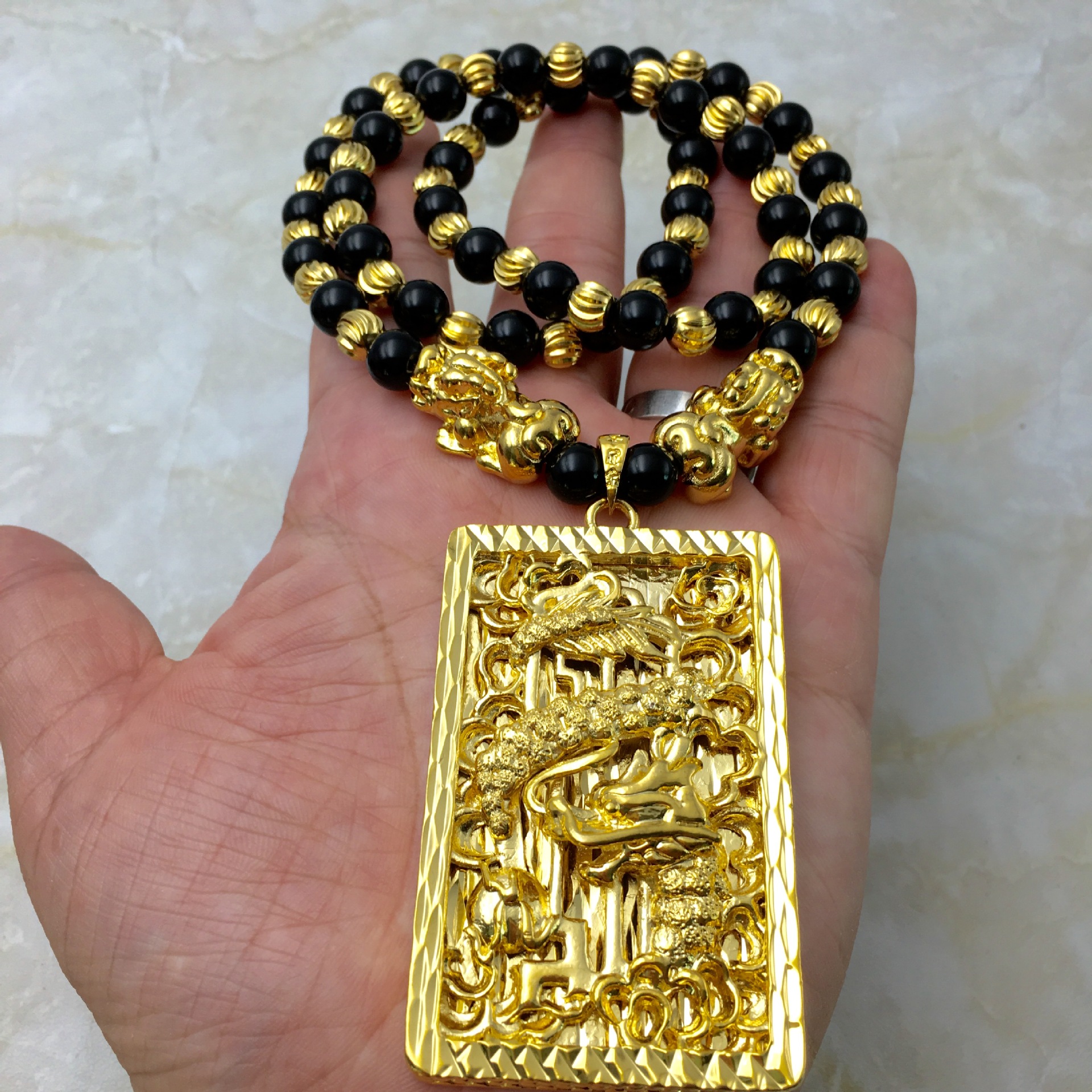 供应越南沙金 16k金项链 爆款男士厚金项链 厚金龙柱大吊牌批发