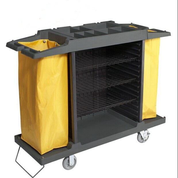 布草车酒店宾旅馆烤漆客房口双边楼层清洁工作收集打扫手推服务车