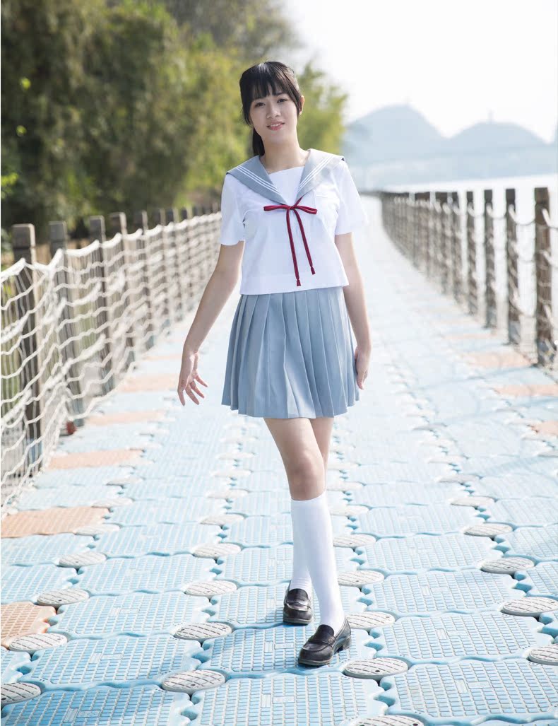 校服厂家 中学生秋冬款女款海军领长袖jk水手服两件套大学生校服