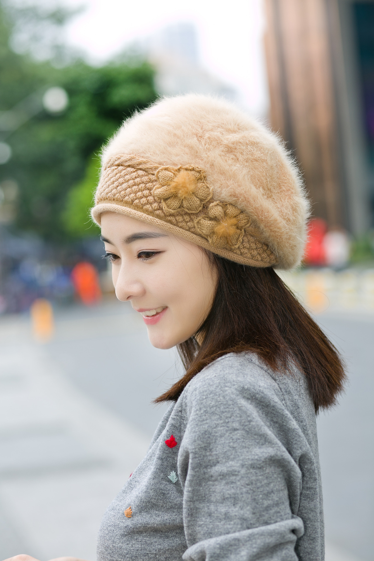 2016新款秋冬季兔毛保暖针织毛线女士帽