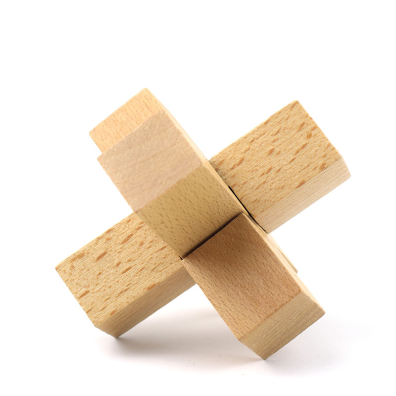 榉木本色好汉孔明锁成人儿童益智休闲木制玩