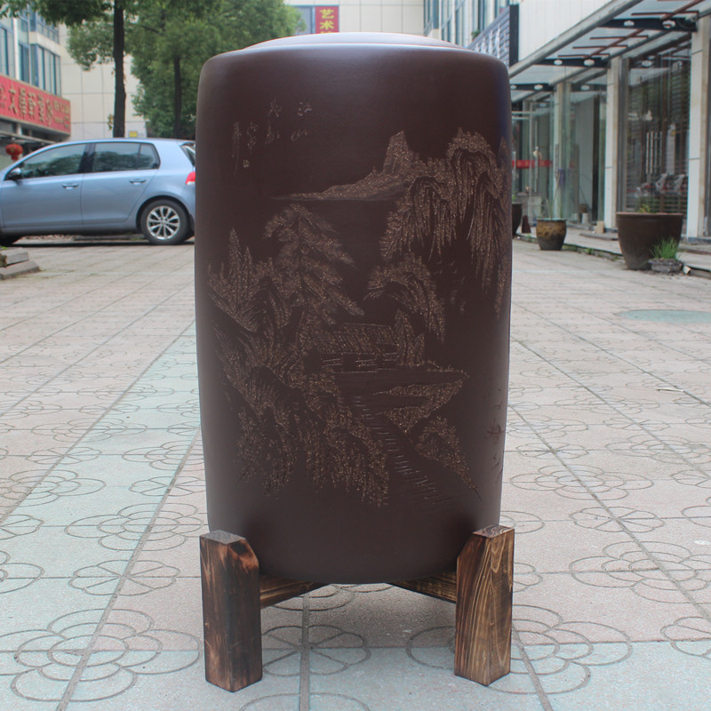 紫砂茶叶罐大号陶罐茶叶缸普洱茶饼罐 醒茶罐储茶缸茶桶 茶具批发