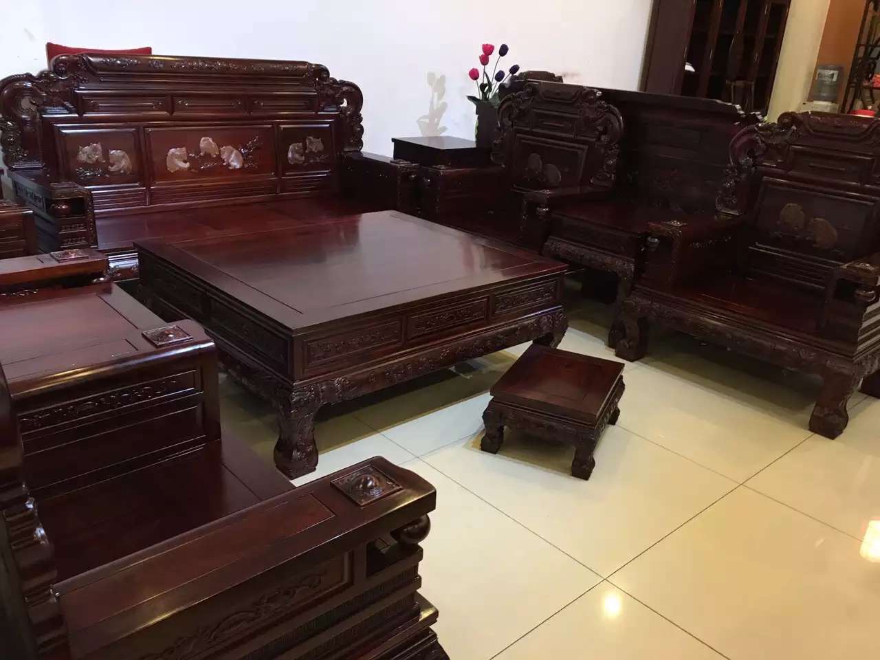 厂家批发东非黑酸枝印尼黑酸枝木客厅组合财源国宝沙发巴里