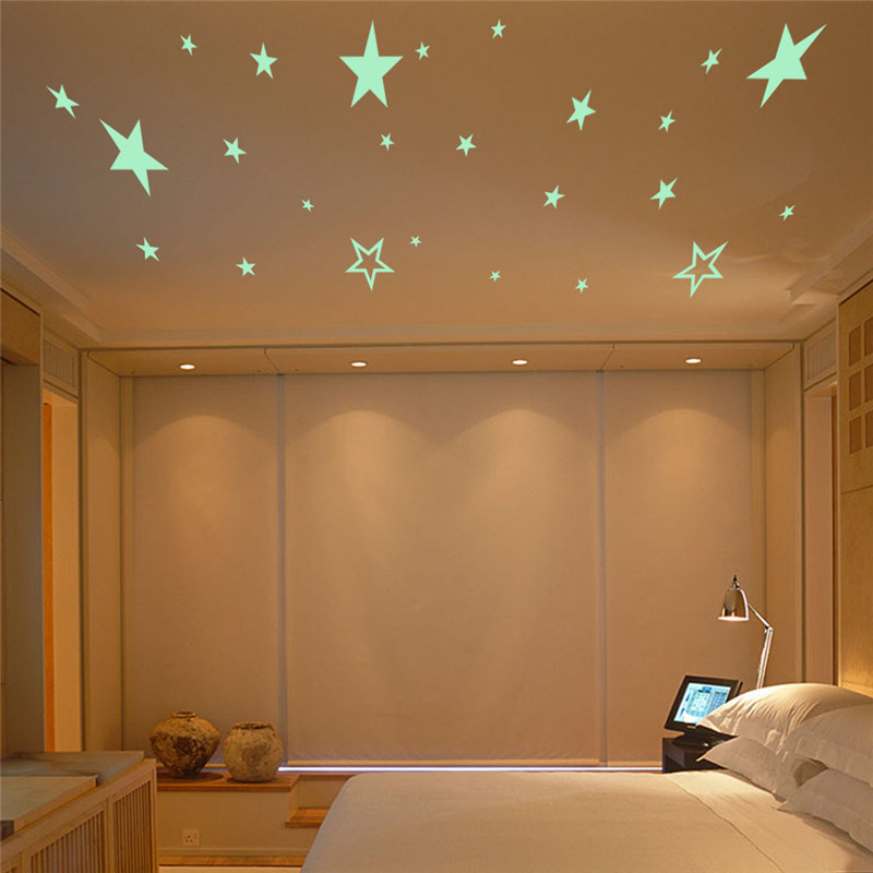 速卖通爆款夜光墙贴外贸创意发光星星天花板吊顶装饰欧美儿童卧室