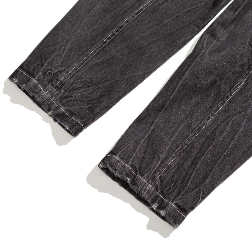 原创新款日系街头潮流个性闪电纹牛仔裤青年