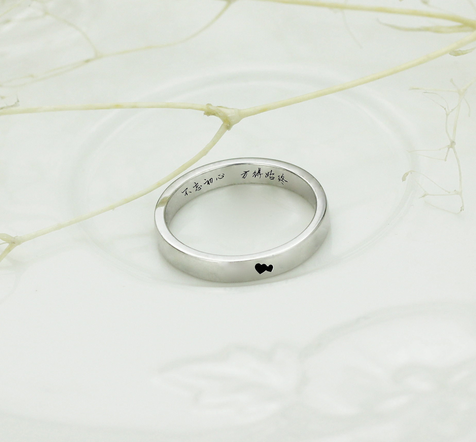 diy来图个性s925纯银刻字母戒指女 私人订情侣名字纪念首饰