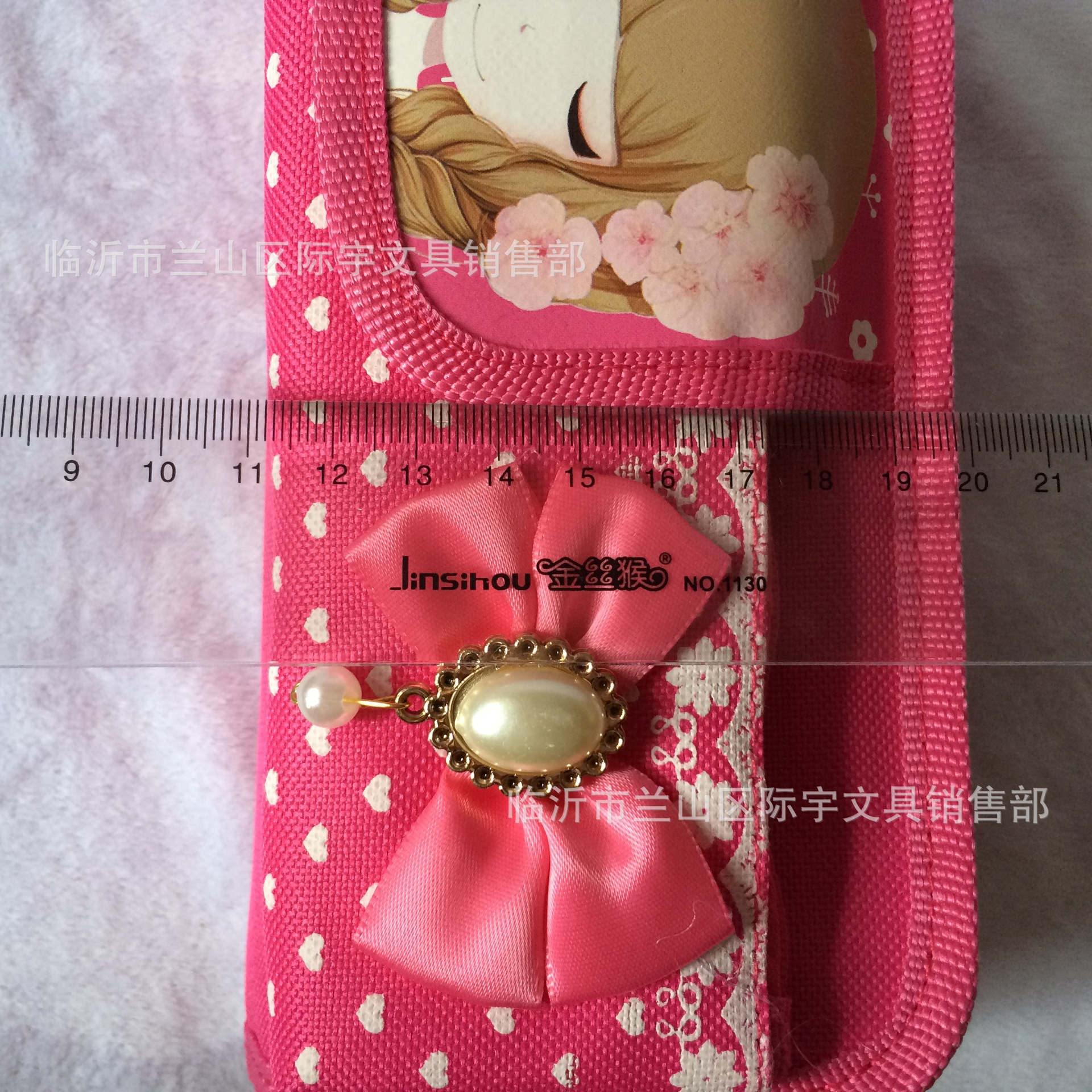 韩版新款花花姑娘蝴蝶结吊坠卡通笔袋 可分拆多层学生布袋