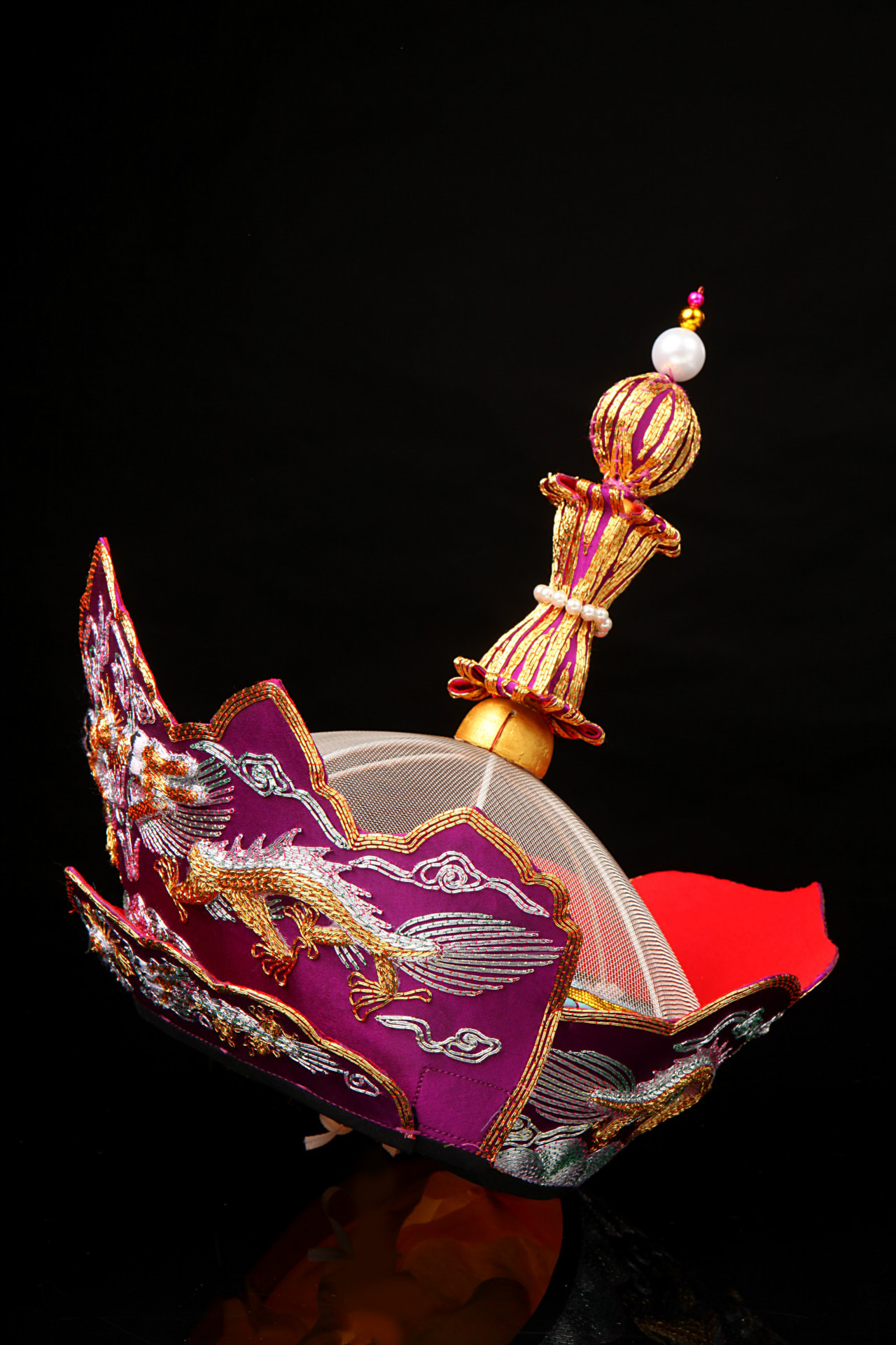 乾辰 庄严如法师帽精品龙绣毗卢帽 佛教用品 五佛帽 佛教法帽