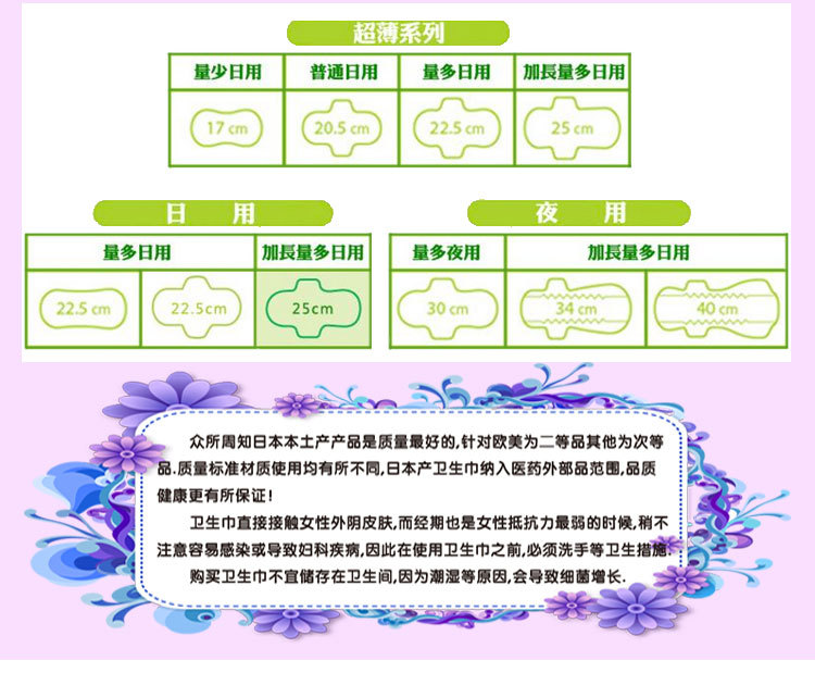 花王乐而雅f系列柔软特多量夜用 护翼卫生巾 7片入 40cm