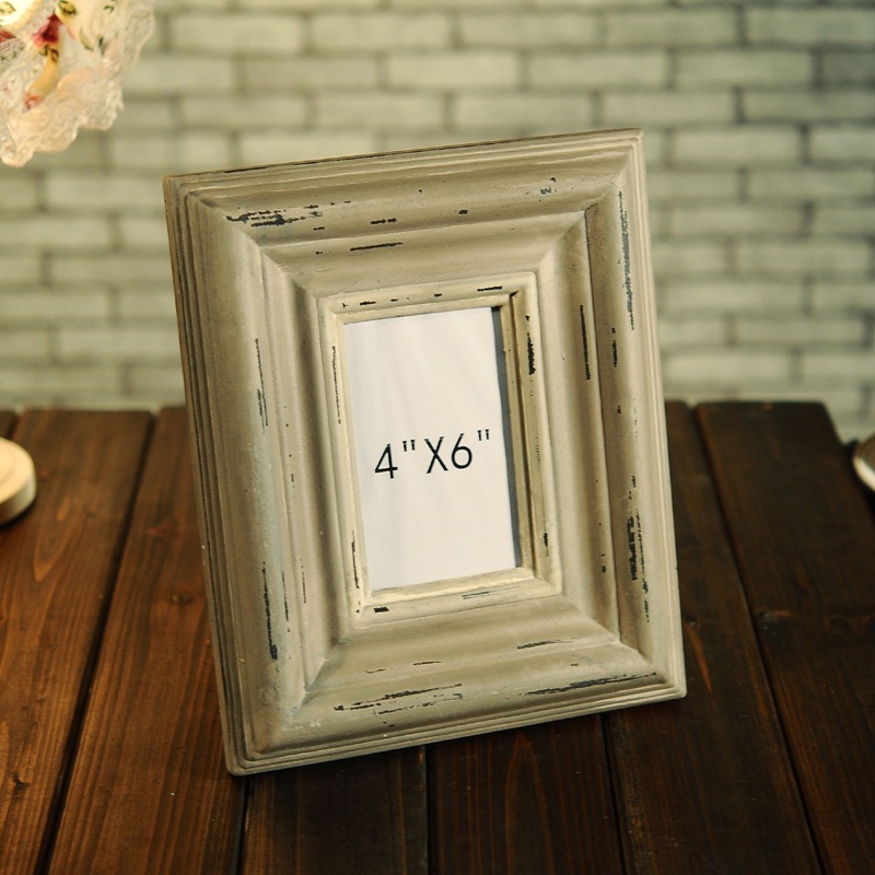 美式乡村创意家居仿复古像框 相架 6寸木质相框 壁挂照片框礼物