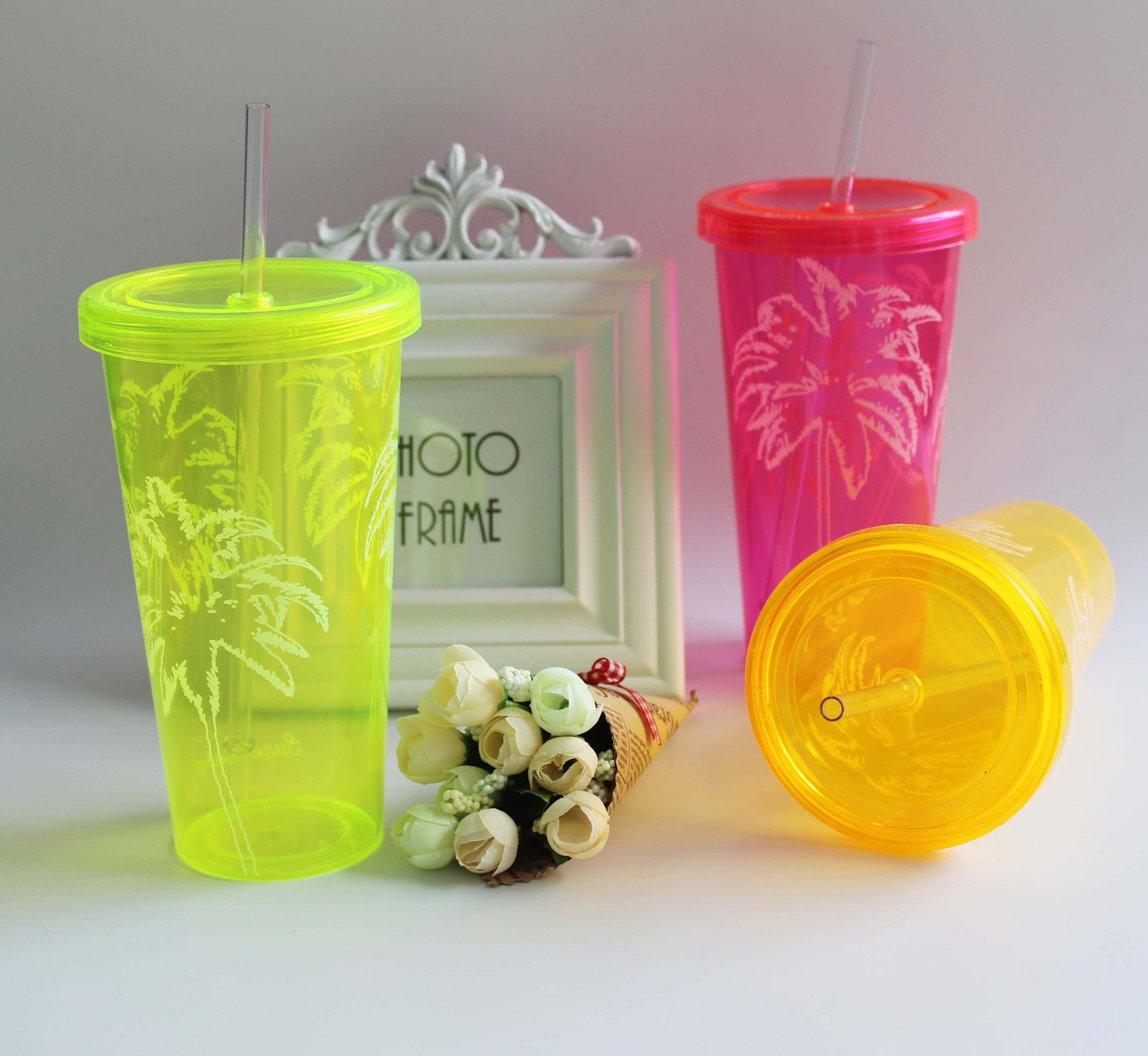 供应信息 塑料杯 单层塑料吸管杯厂家直销 饮料奶茶杯可以印刷logo 品