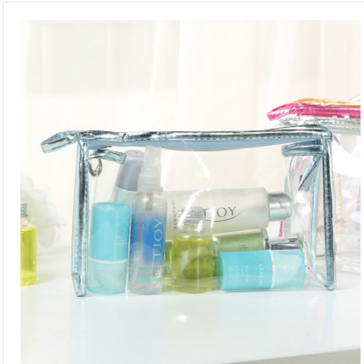 Transparent Waterproof Portable Cosmetic Bag Fashion Women's Storage Bag Travel Portable Toiletry Bag Briefcase Candy Edge