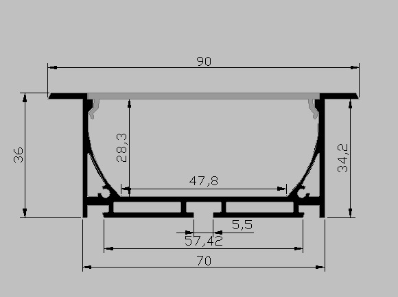 90宽36高嵌入式灯条外壳 室内高档嵌入式灯外壳