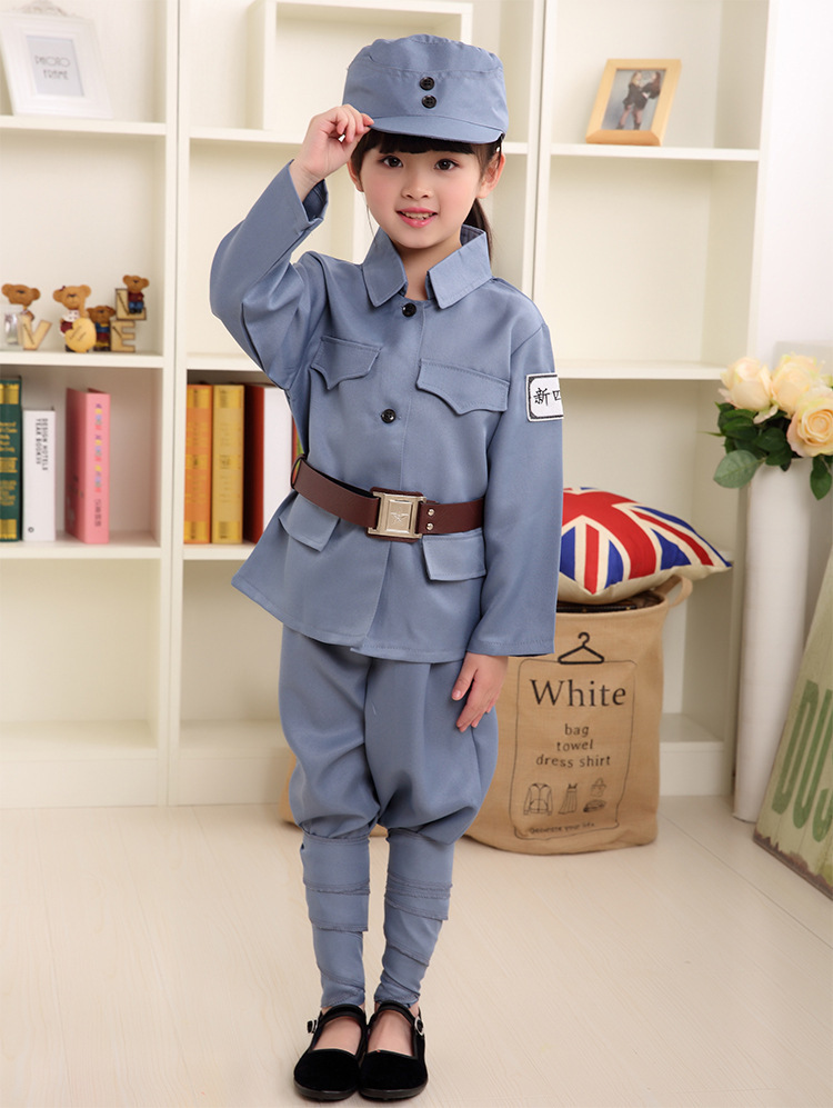 成人儿童小红军八路军新四军抗战爱国教育军装套装表演服舞台装