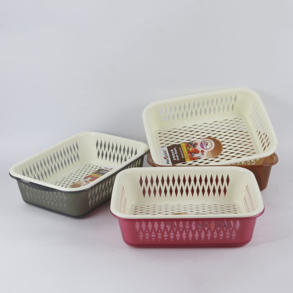 Large Simple Rectangular Drain Screen Plastic without Cover Transparent Double-Layer Multi-Purpose Drip Screen Basket 0337