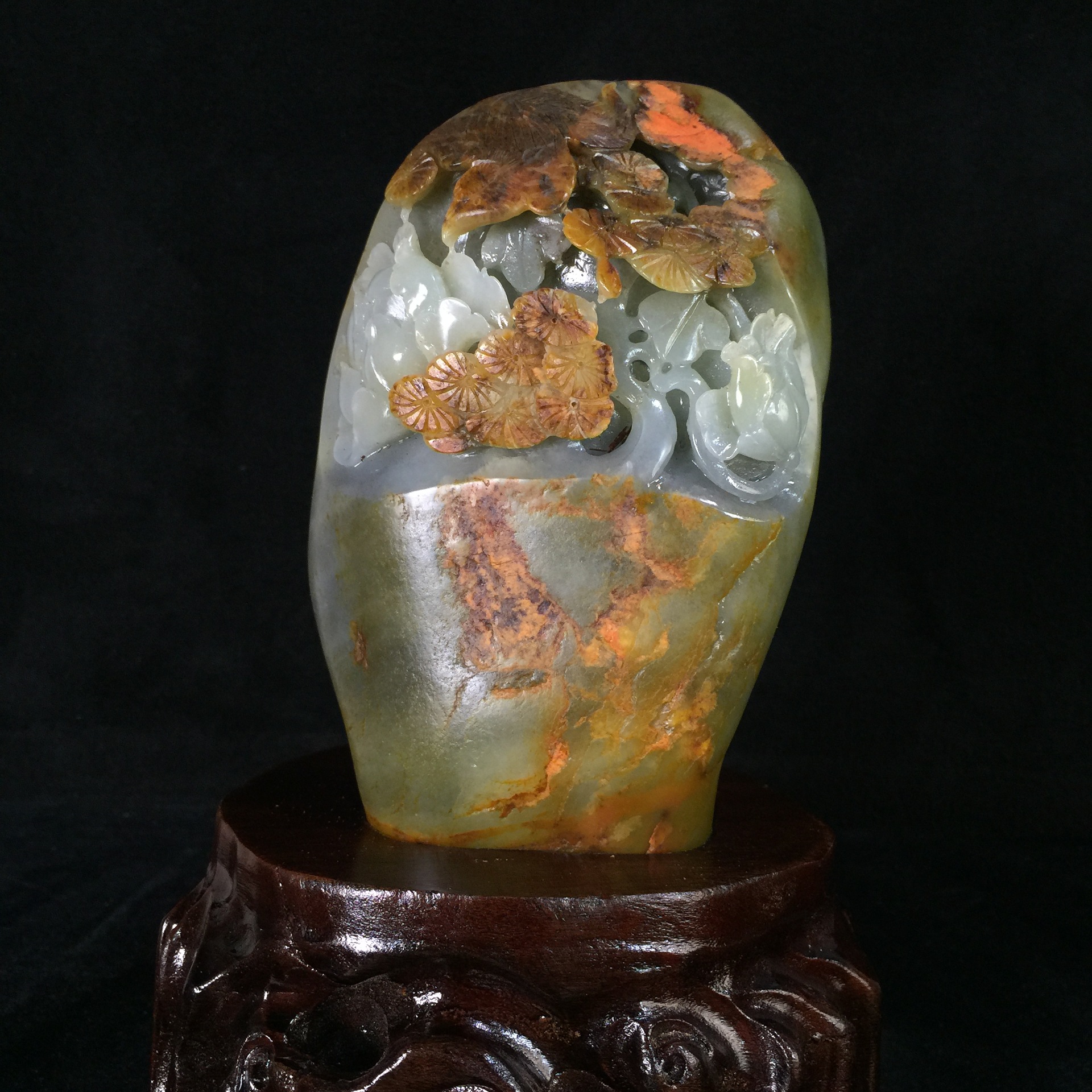 厂家直销一件代发 新疆和田玉 青花籽料 原石摆件