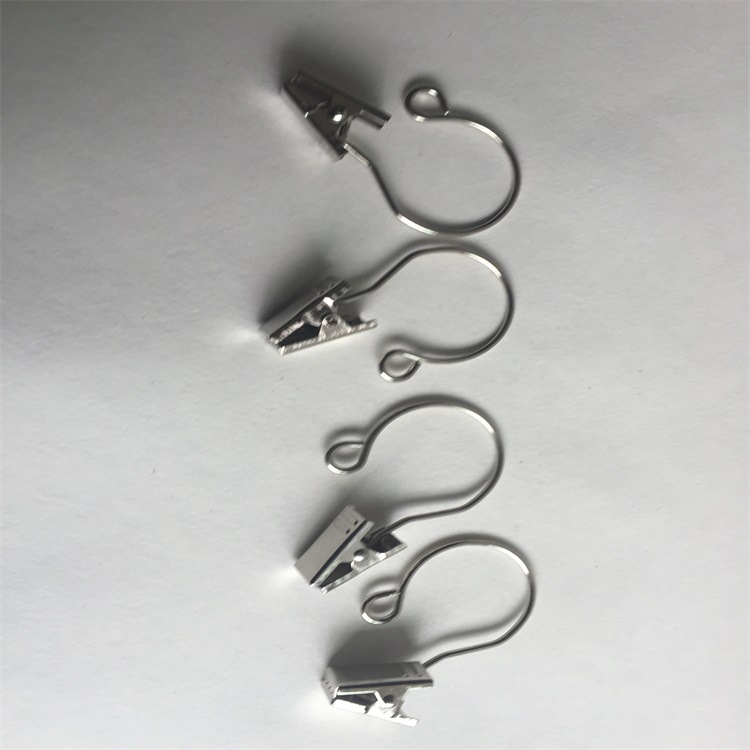 窗帘杆夹子晾衣绳带钩型窗帘钢丝绳铁夹子咬力带齿开口带圈夹批发