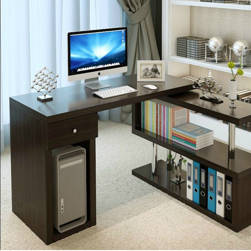 创意旋转台式电脑桌家用转角组合书架-职员办公桌儿童简约写字台