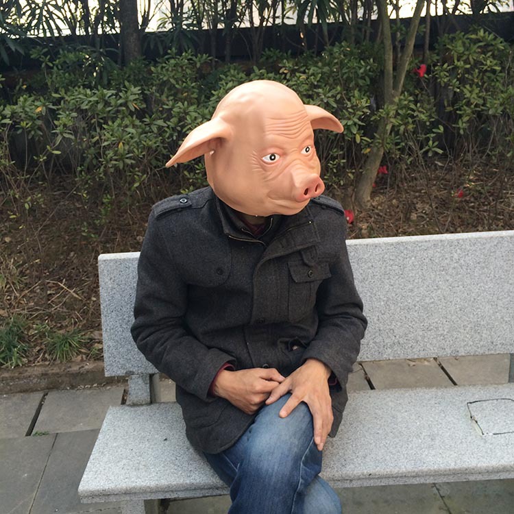 万圣节猪头面具化妆舞会演出用品光头猪八戒恐怖搞怪面具猪脸道具