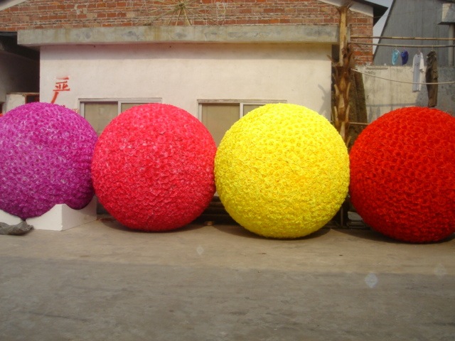 厂家绢花球造型装饰商场园林景观绢花雕塑广场花坛绿化