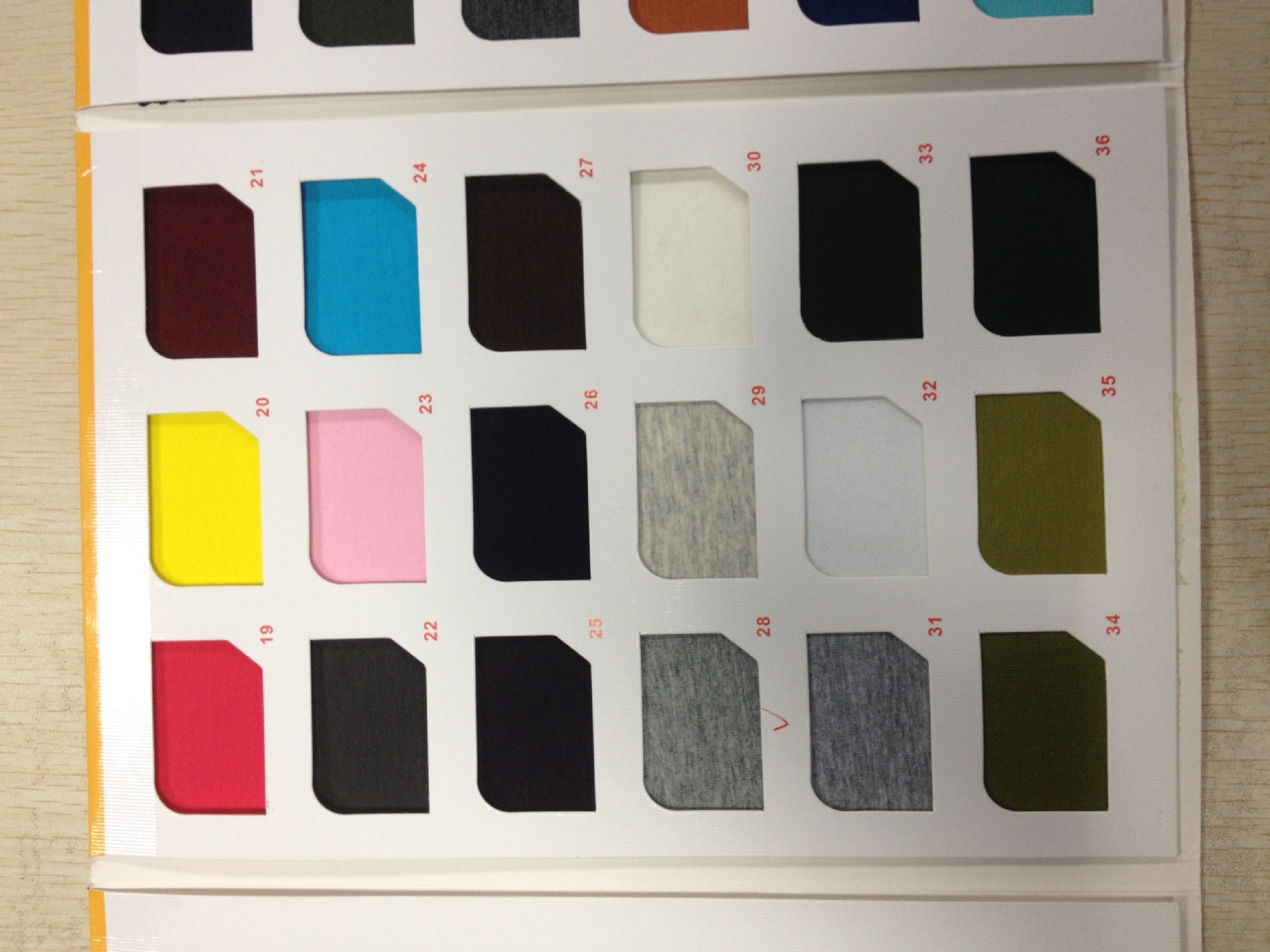 面料色卡颜色