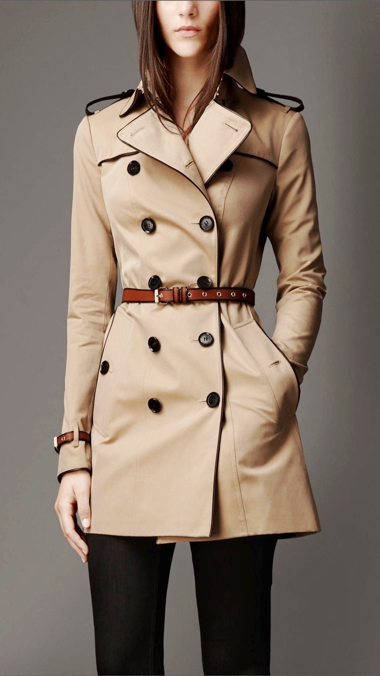 2017高端定制b家英伦风衣皮腰带皮肩章高支棉双排扣修身显瘦外套