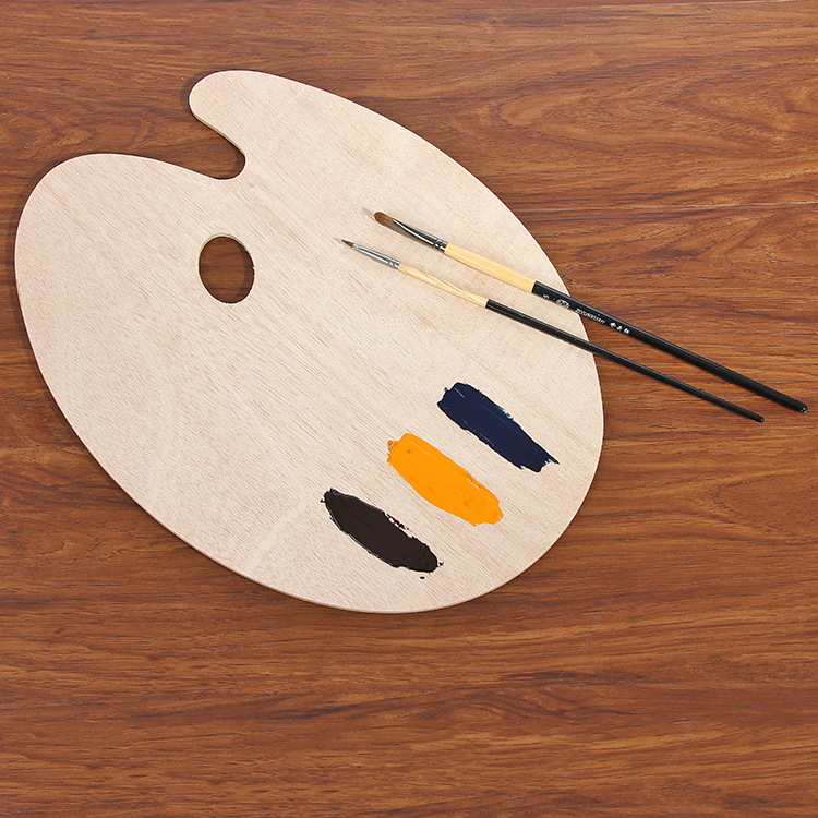 厂家直销 椭圆形木质调色板带手握 水彩水粉油画调色板 美术用品
