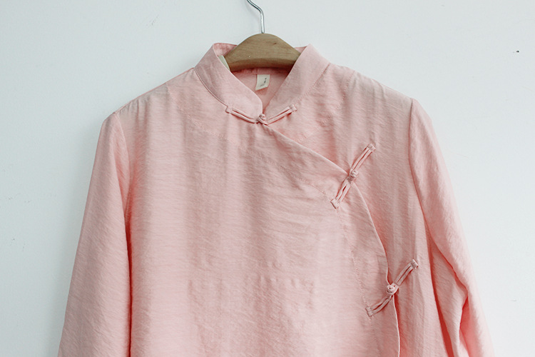 壹-旧文艺复古盘扣中式小立领衬衣夏季薄款天丝棉对襟