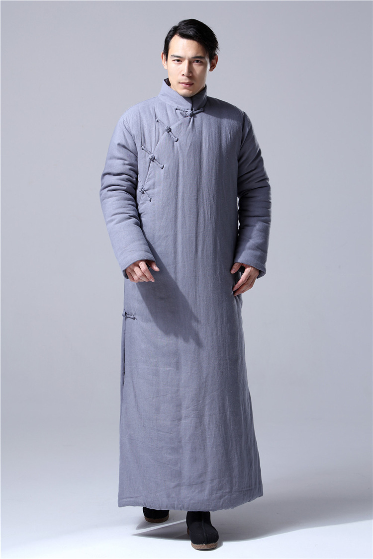 中国风男装冬民国风复古棉袍长袍大褂中式棉袄宽松棉衣长款棉服男