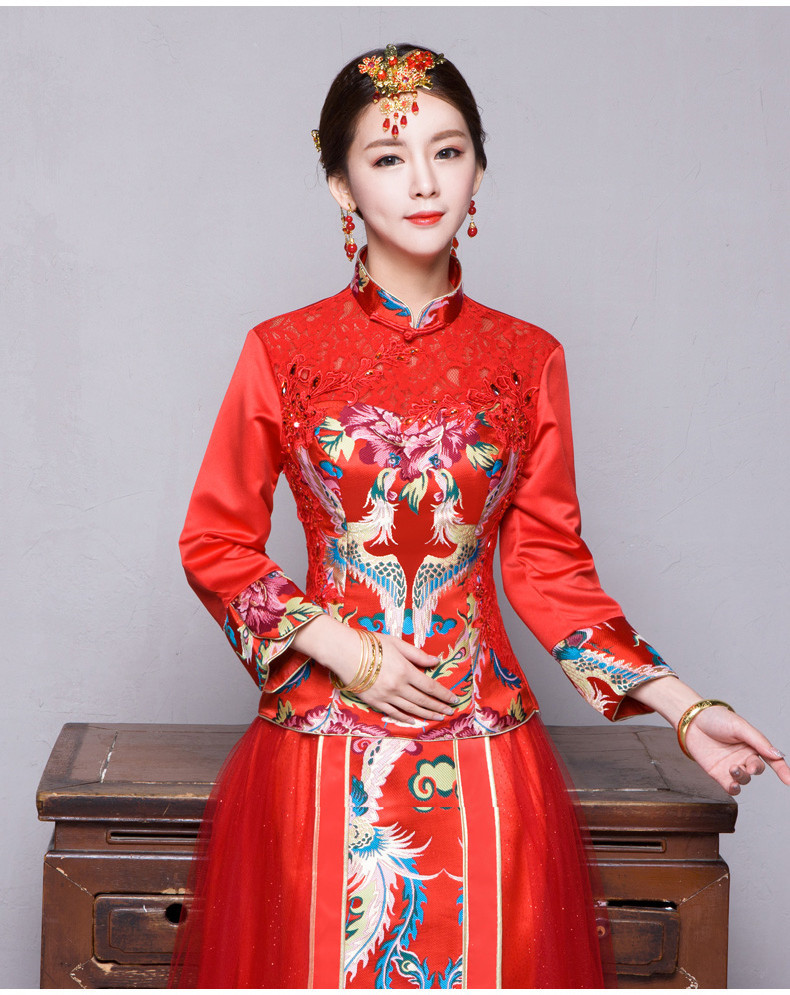 2016新款中式新娘秀禾服结婚龙凤褂裙礼-旗袍,唐装