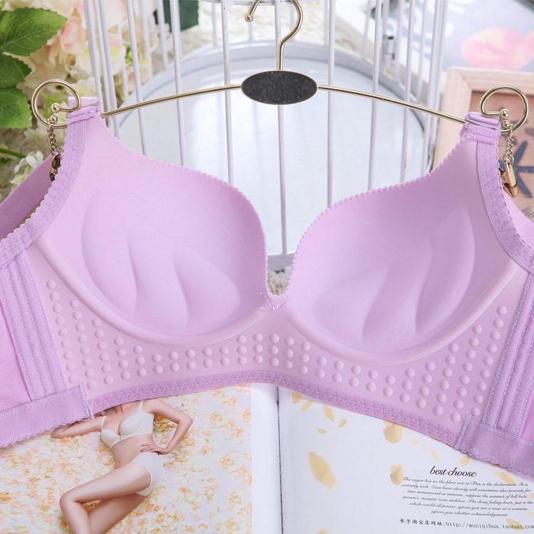 拉丝无痕无钢圈文胸透气小胸厚款聚拢调整型胸罩性感女士春秋内衣