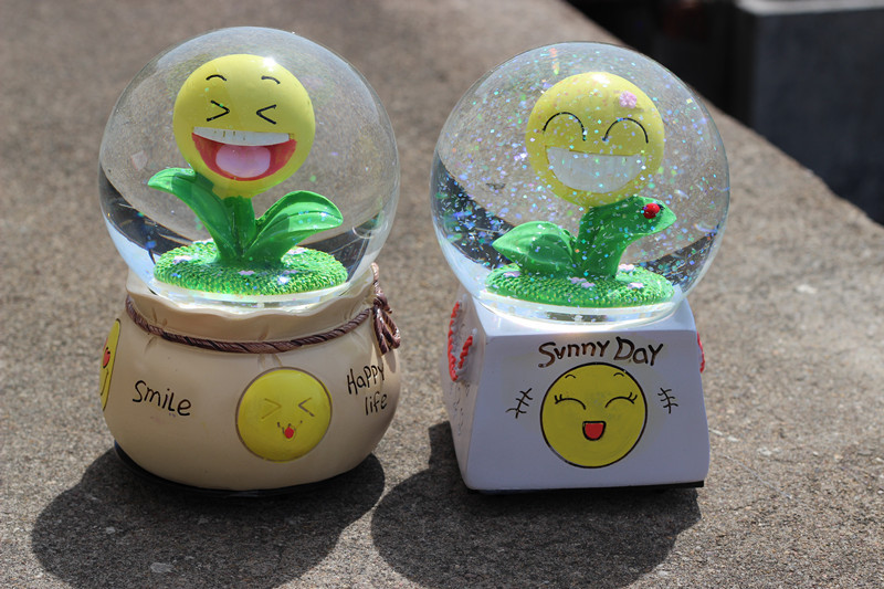 大号旋转水晶球向日葵太阳花音乐盒八音盒创