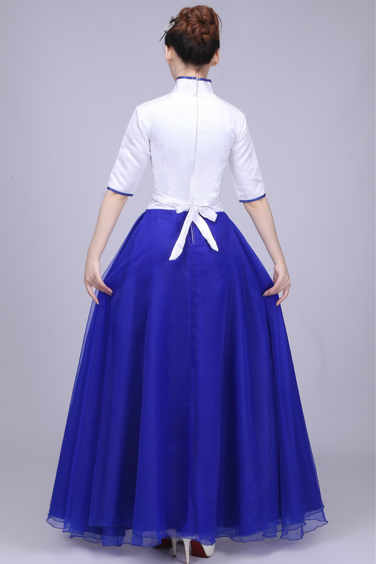 新款大合唱演出服女伴舞长裙女士合唱服装女合唱服长裙舞台演出服
