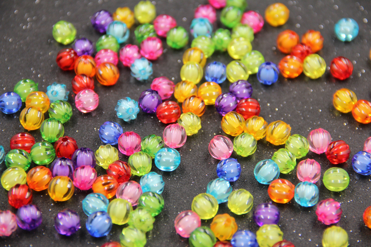 南瓜珠中珠diy手链项链串珠散珠 彩色多色亚克力珠子散珠批发